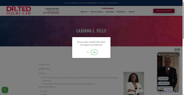 Security scan screenshot of https://drtedinjurylaw.com/lajuana-fells/