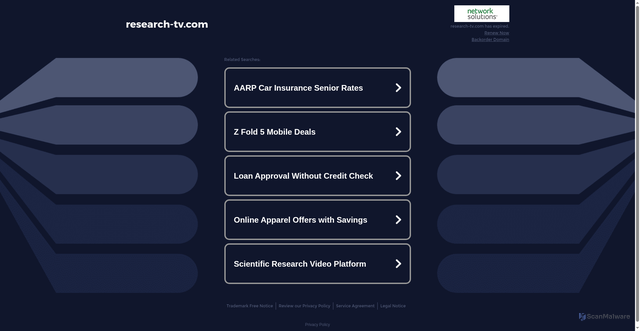 Security scan screenshot of http://www.research-tv.com/