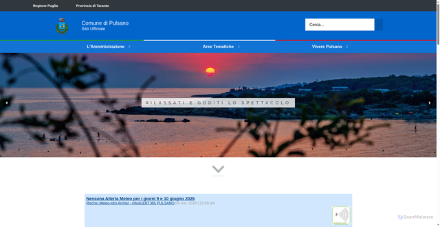 Security scan screenshot of https://www.comune.pulsano.ta.it