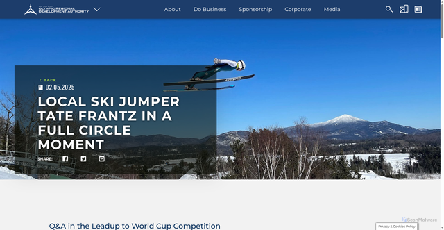 Security scan screenshot of https://orda.org/2025/02/05/local-ski-jumper-tate-frantz-in-a-full-circle-moment/