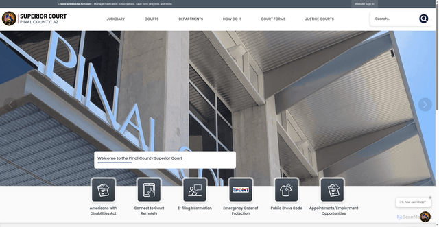Security scan screenshot of https://www.pinalcourtsaz.gov/