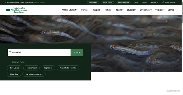 Security scan screenshot of https://www.ncwildlife.gov