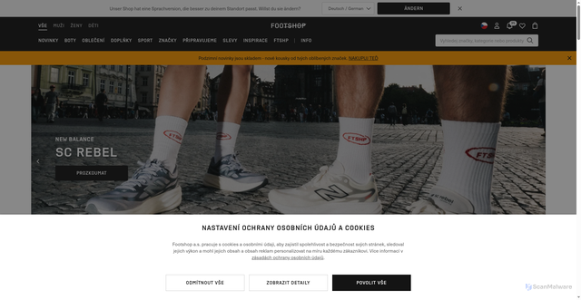 Security scan screenshot of https://footshop.cz