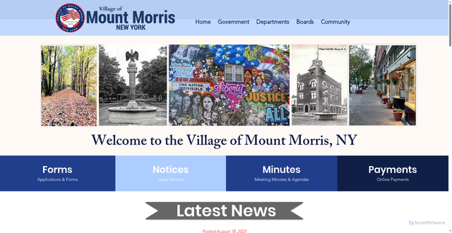 Security scan screenshot of https://www.villageofmountmorrisny.gov/