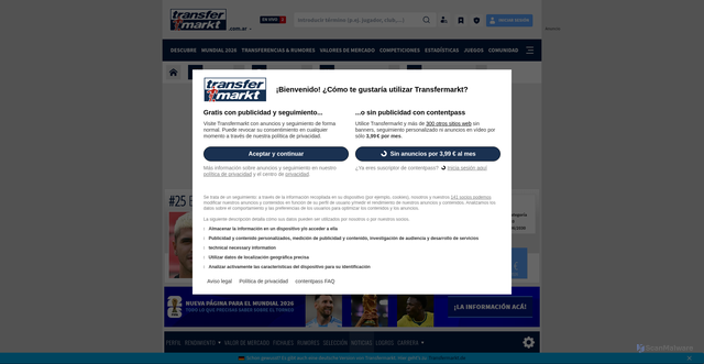 Security scan screenshot of https://www.transfermarkt.com.ar/exequiel-palacios/news/spieler/401578