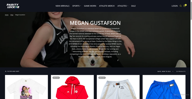 Security scan screenshot of https://locker.paritynow.co/collections/megan-gustafson-1