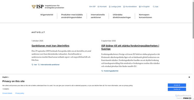 Security scan screenshot of https://www.isp.se/