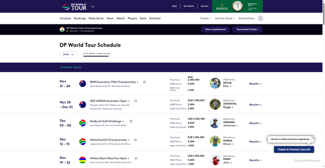 Security scan screenshot of https://www.europeantour.com/dpworld-tour/schedule/