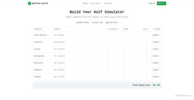 Security scan screenshot of https://buildagolfsim.com/