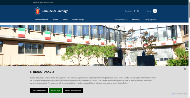 Security scan screenshot of https://www.comune.cavriago.re.it/