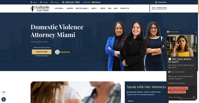 Security scan screenshot of https://gallardolawyers.com/family-law/domestic-violence-miami
