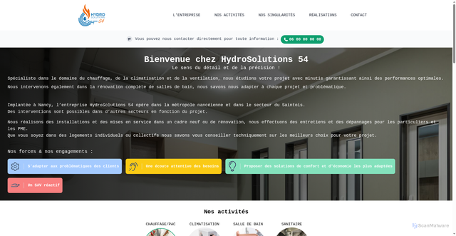 Security scan screenshot of http://hydrosolutions54.fr/