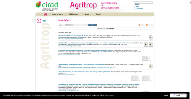 Security scan screenshot of https://agritrop.cirad.fr/view/types/article/2019.default.html