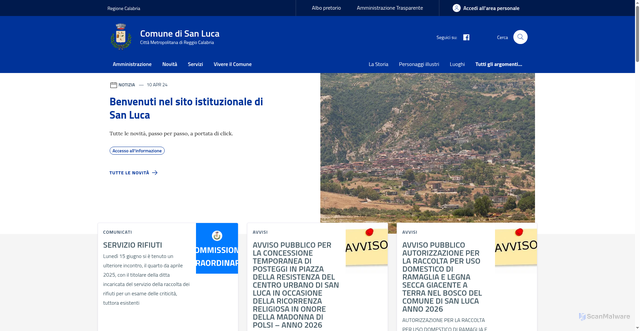 Security scan screenshot of https://www.comune.sanluca.rc.it