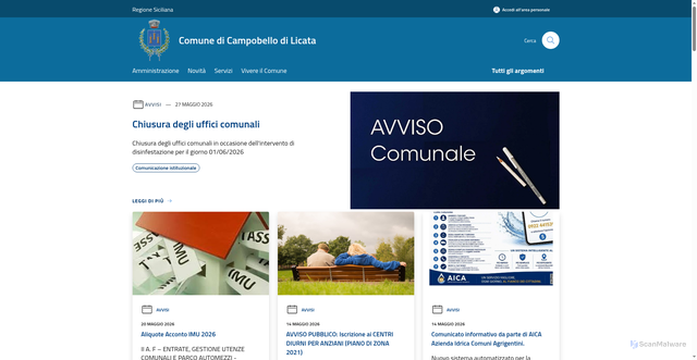 Security scan screenshot of https://www.comune.campobellodilicata.ag.it