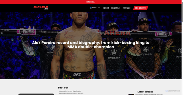 Security scan screenshot of https://mmaailm.ee/alex-pereira-record-and-biography/