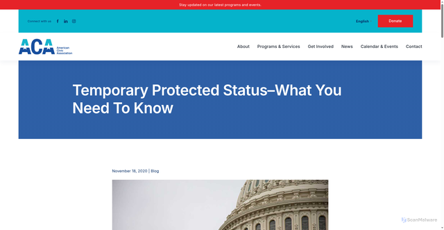 Security scan screenshot of https://americancivic.com/temporary-protected-status-what-you-need-to-know/