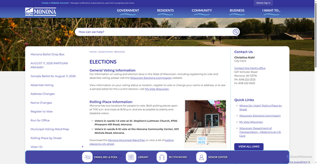 Security scan screenshot of https://www.mymonona.com/133/Elections
