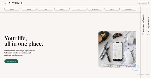 Security scan screenshot of https://realworld.co/