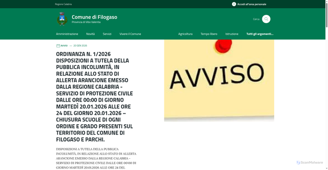 Security scan screenshot of https://comune.filogaso.vv.it/