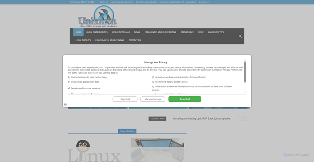 Security scan screenshot of https://unixmen.com