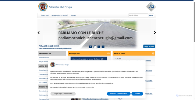 Security scan screenshot of https://perugia.aci.it/