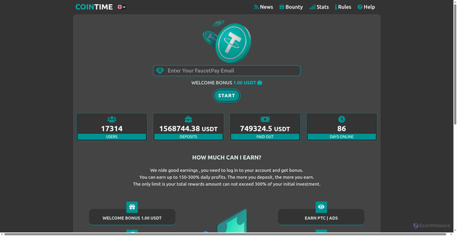 Security scan screenshot of https://coin-time.online/