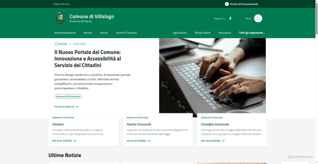 Security scan screenshot of https://comune.villalago.aq.it/