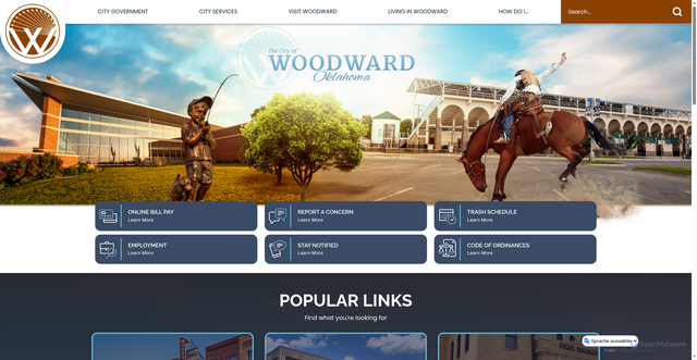 Security scan screenshot of https://cityofwoodward-ok.gov/