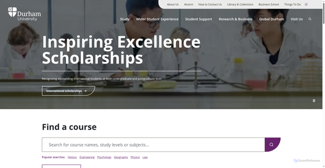 Security scan screenshot of https://www.durham.ac.uk/