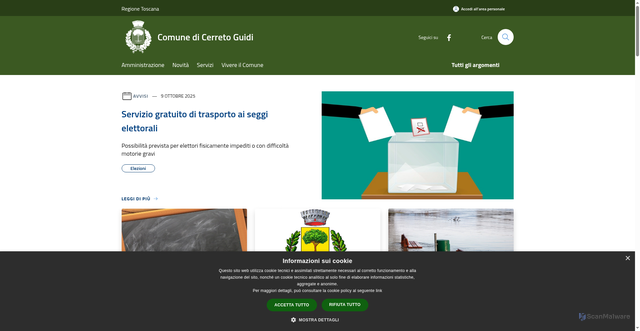Security scan screenshot of https://www.comune.cerreto-guidi.fi.it/it