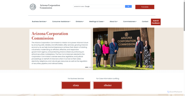 Security scan screenshot of https://azcc.gov/