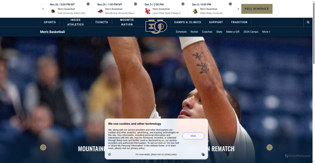 Security scan screenshot of https://eousports.com/sports/mens-basketball