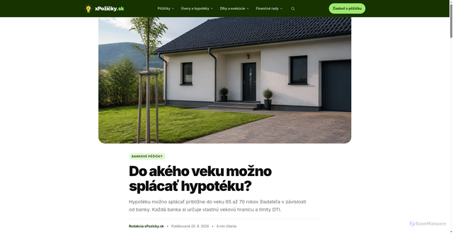Security scan screenshot of https://xpozicky-sk.pages.dev/maximalny-vek-pri-hypoteke/