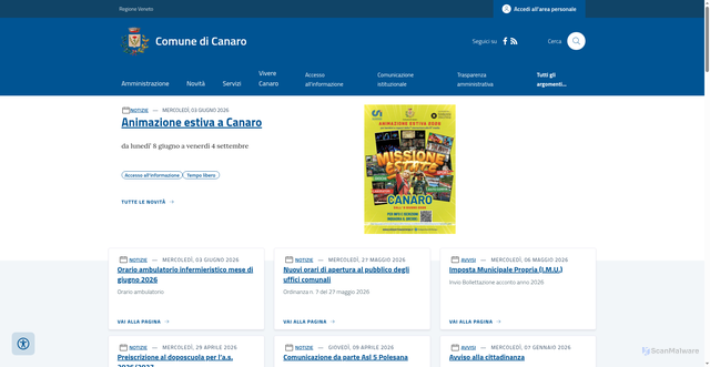 Security scan screenshot of https://www.comune.canaro.ro.it