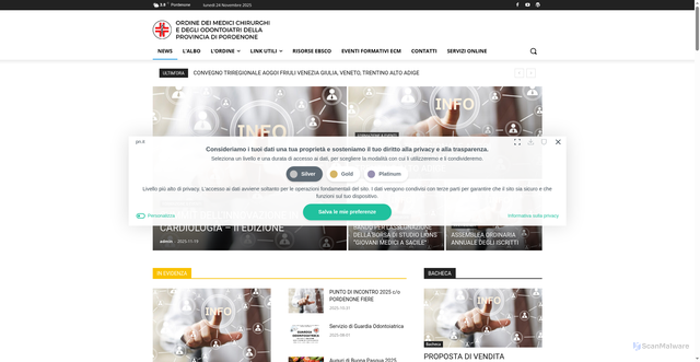 Security scan screenshot of https://omceo.pn.it/
