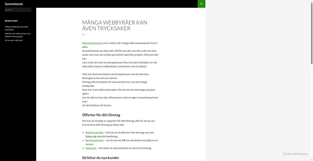 Security scan screenshot of https://sunnerbosmk.se