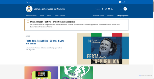 Security scan screenshot of https://www.comune.cernuscosulnaviglio.mi.it