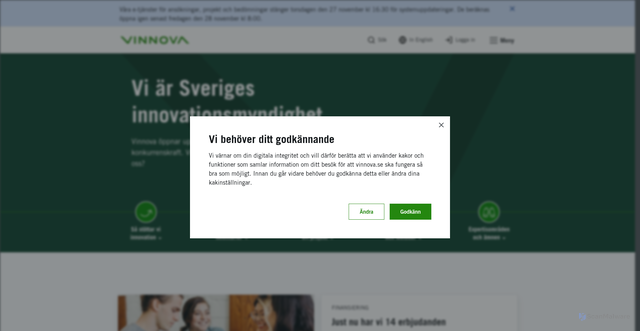 Security scan screenshot of https://www.vinnova.se/