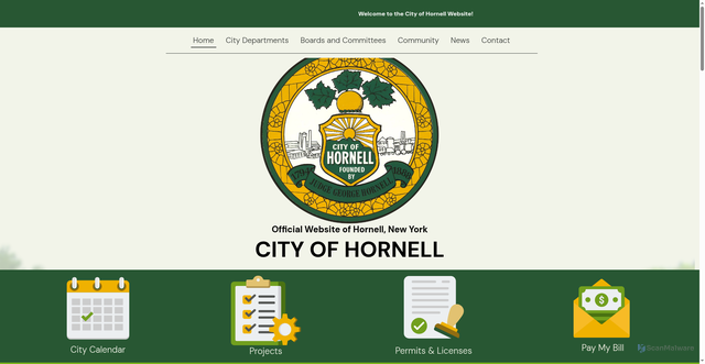Security scan screenshot of https://www.cityofhornell.gov/