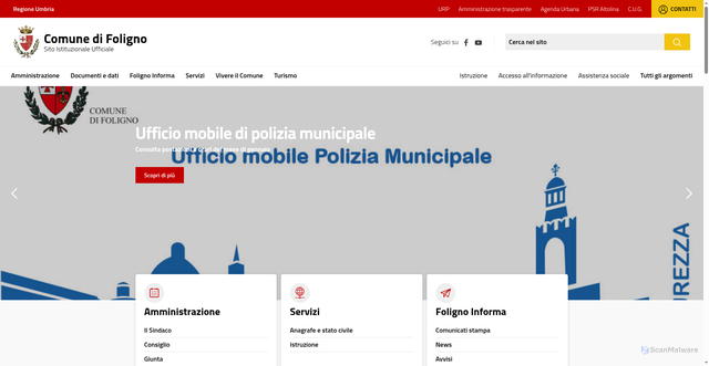 Security scan screenshot of https://www.comune.foligno.pg.it/