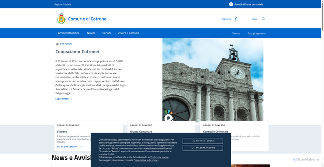 Security scan screenshot of https://www.comune.cotronei.kr.it/