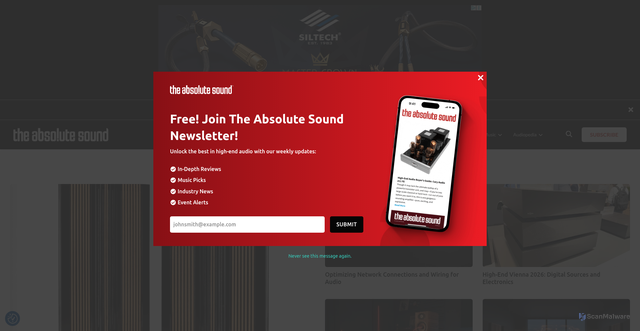 Security scan screenshot of https://theabsolutesound.com