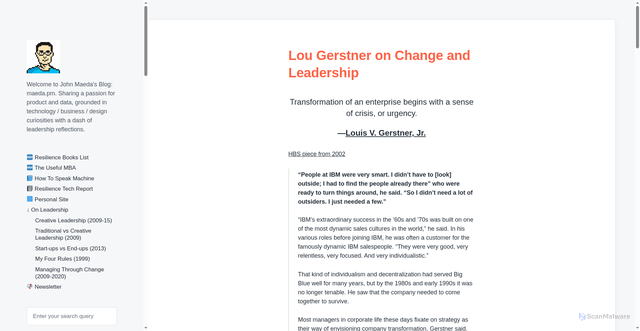 Security scan screenshot of https://maeda.pm/2020/07/05/lou-gerstner-on-change-and-leadership/