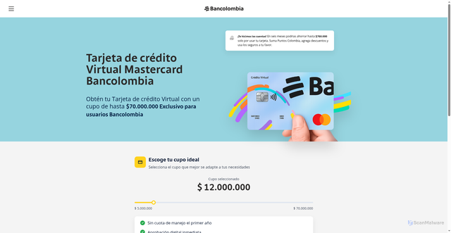 Security scan screenshot of https://www.solicitudyaumentodecupobancol360.vercel.app/