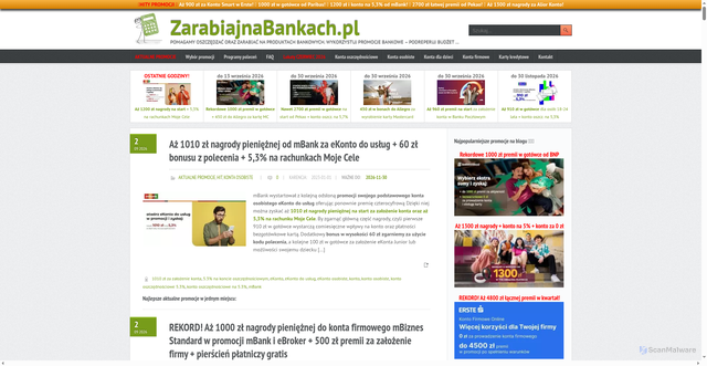 Security scan screenshot of https://zarabiajnabankach.pl