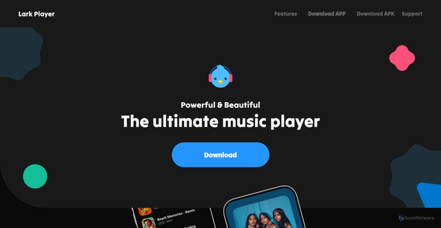 Security scan screenshot of https://larkplayerapp.com