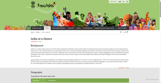 Security scan screenshot of https://knowindia.india.gov.in/profile/india-at-a-glance.php