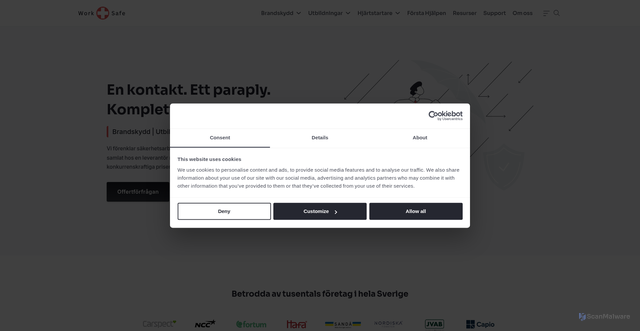 Security scan screenshot of https://worksafesverige.se/