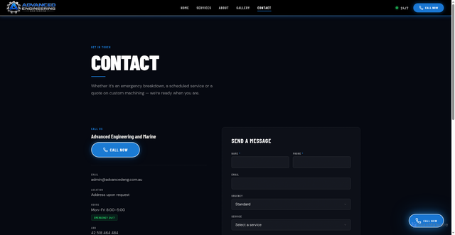 Security scan screenshot of https://advancedengineeringandmarine.com/contact